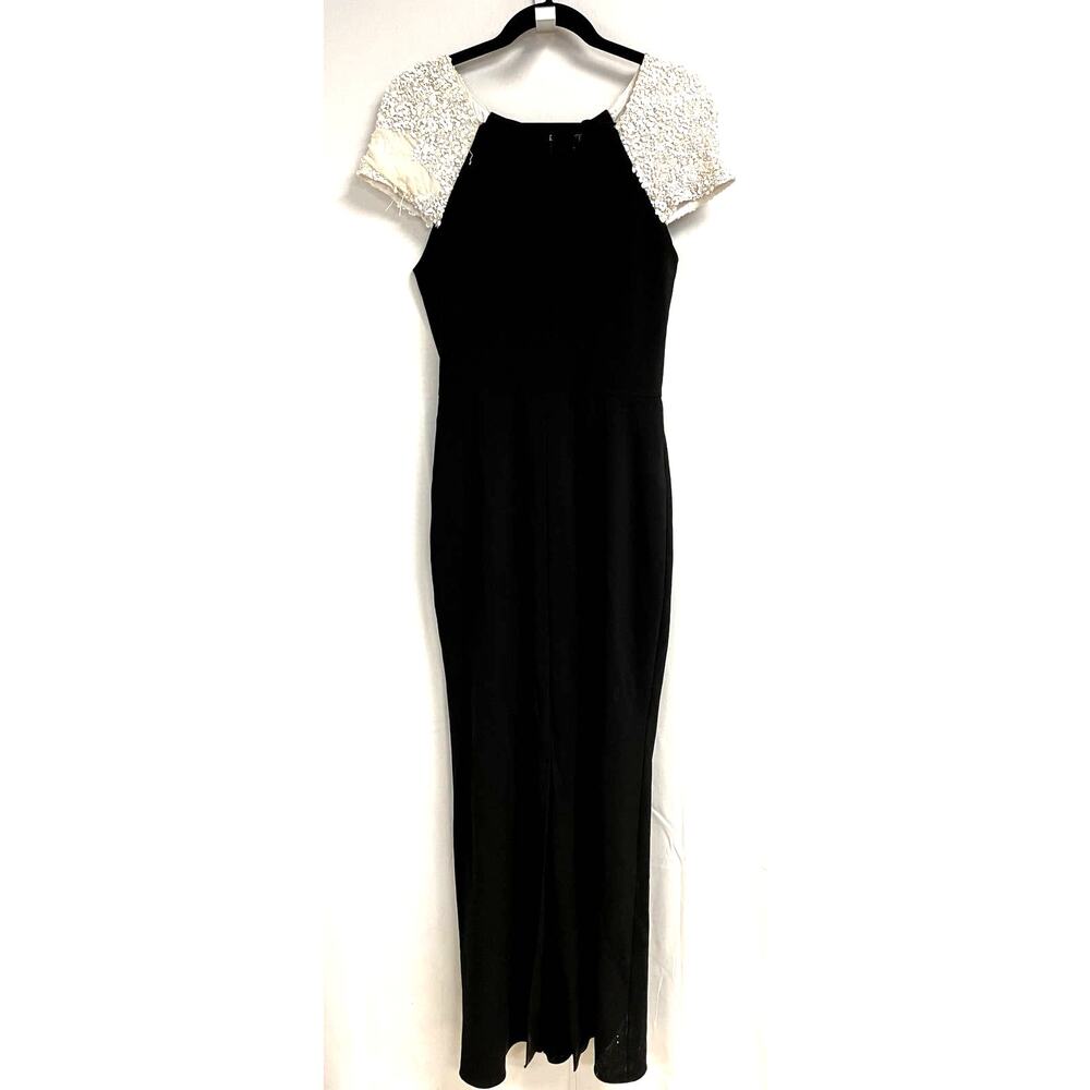 PARKER Sequin Cap Sleeve Wedding Guest Evening Jersey Maxi Dress Black Size 6